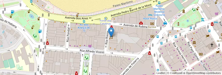 Mapa de ubicacion de Garufa Club en Spagna, Galizia, A Coruña, A Coruña, A Coruña.