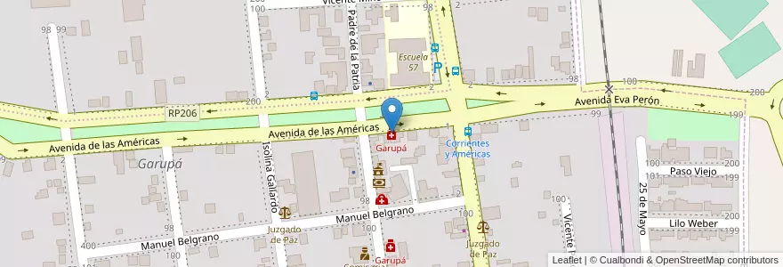 Mapa de ubicacion de Garupá en アルゼンチン, ミシオネス州, Departamento Capital, Municipio De Garupá, Garupá.