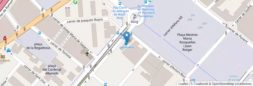 Mapa de ubicacion de gasolinera en Espagne, Catalogne, Barcelone, Barcelonais, Badalona.