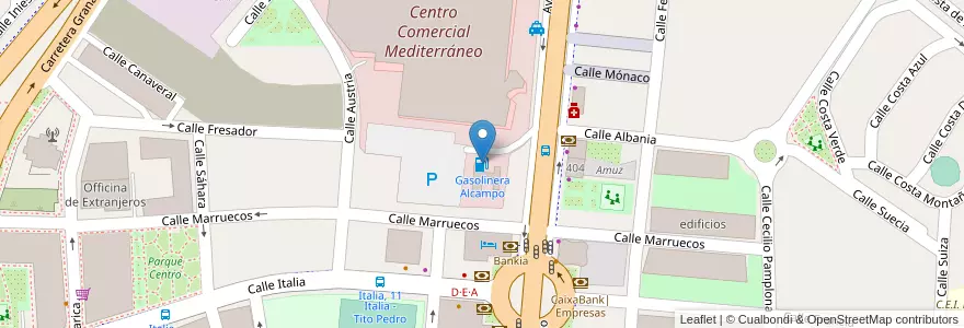 Mapa de ubicacion de Gasolinera Alcampo en Spain, Andalusia, Almeria, Almeria.