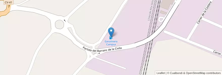 Mapa de ubicacion de Gasolinera Campsa en スペイン, バレンシア州, València / Valencia, La Ribera Alta, Carcaixent.