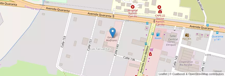 Mapa de ubicacion de Gaspar Malfitano en Arjantin, Misiones, Departamento Capital, Municipio De Posadas, Posadas.