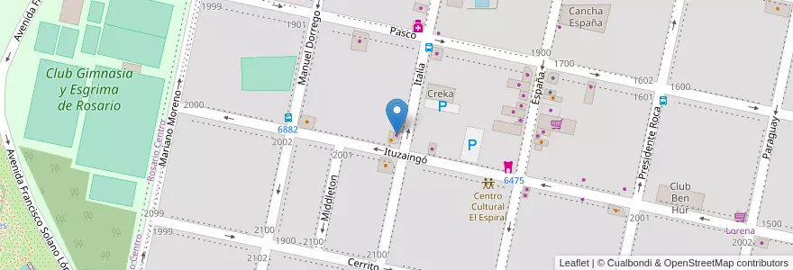 Mapa de ubicacion de Gassman Barber Shop & Peluqueria en アルゼンチン, サンタフェ州, Departamento Rosario, Municipio De Rosario, ロサリオ.