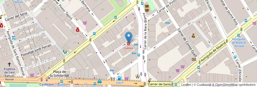 Mapa de ubicacion de Gàtika en 西班牙, Catalunya, Barcelona, Barcelonès, Barcelona, L'Hospitalet De Llobregat.