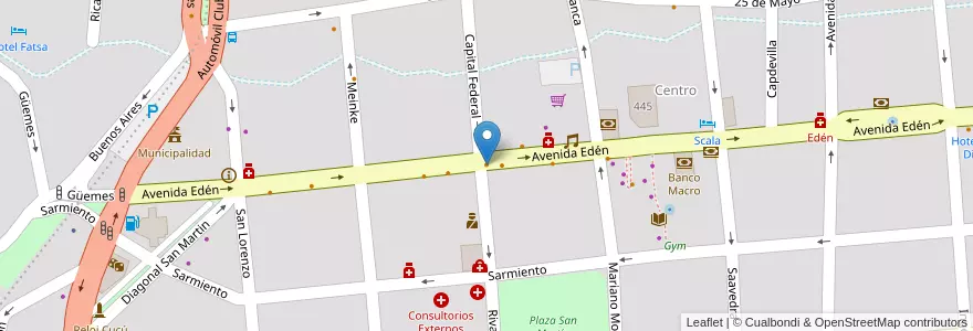 Mapa de ubicacion de Gavilan patas largas en Arjantin, Córdoba, Departamento Punilla, Pedanía San Antonio, Municipio De La Falda.