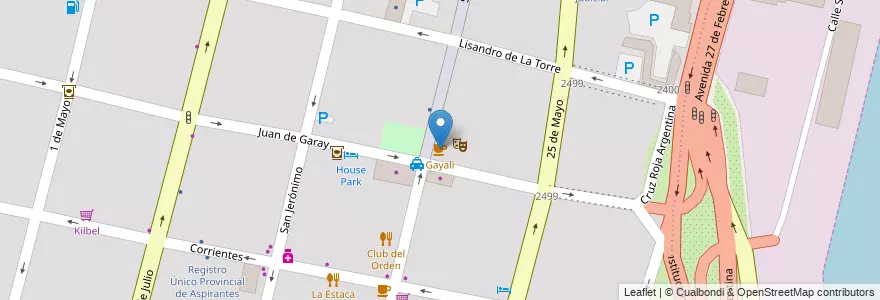 Mapa de ubicacion de Gayalí en アルゼンチン, サンタフェ州, Departamento La Capital, Santa Fe Capital, Santa Fe.