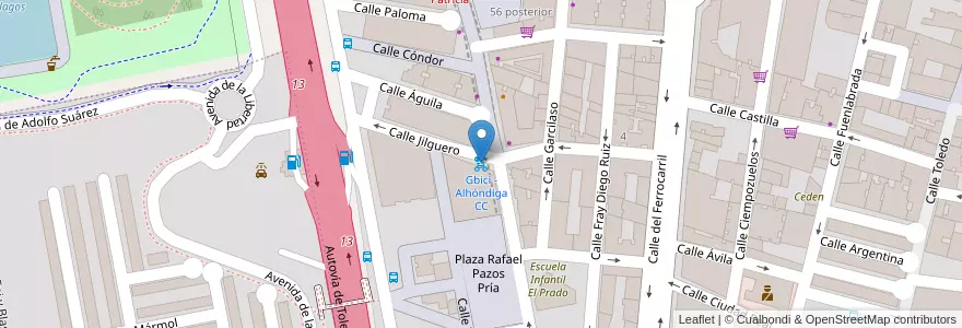 Mapa de ubicacion de Gbici - Alhóndiga CC en Испания, Мадрид, Мадрид, Área Metropolitana De Madrid Y Corredor Del Henares, Getafe.