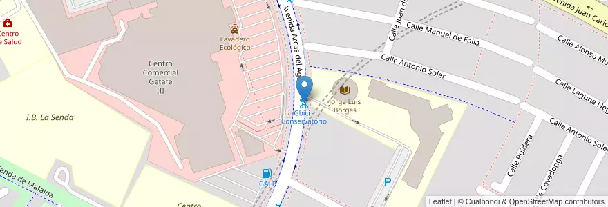 Mapa de ubicacion de Gbici - Conservatorio en إسبانيا, منطقة مدريد, منطقة مدريد, Área Metropolitana De Madrid Y Corredor Del Henares, Getafe.
