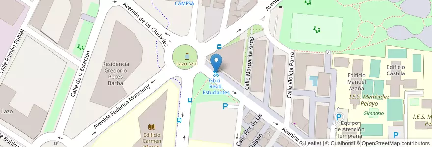 Mapa de ubicacion de Gbici - Resid. Estudiantes en اسپانیا, بخش خودمختار مادرید, بخش خودمختار مادرید, Área Metropolitana De Madrid Y Corredor Del Henares, Getafe.