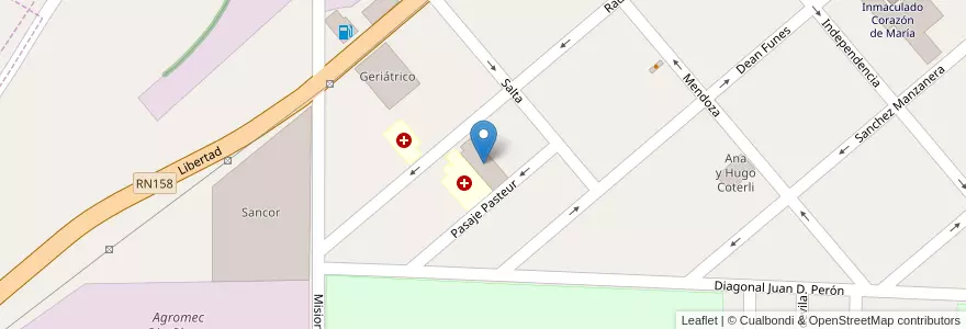 Mapa de ubicacion de Geariátrico Municipal en Argentine, Córdoba, Departamento Río Segundo, Pedanía Calchín, Municipio De Pozo Del Molle, Pozo Del Molle.