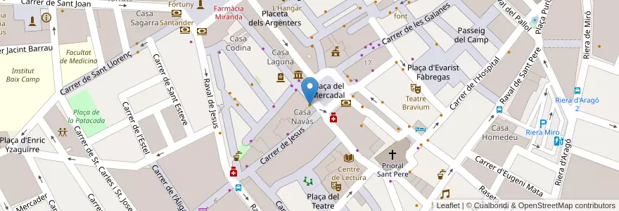 Mapa de ubicacion de Gelats Farggi Café en Espagne, Catalogne, Tarragone, Basse-Campagne, Reus.