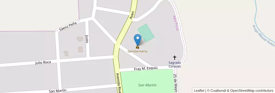Mapa de ubicacion de Gendarmería en アルゼンチン, ミシオネス州, Departamento Veinticinco De Mayo, Municipio De Alba Posse, Alba Posse.