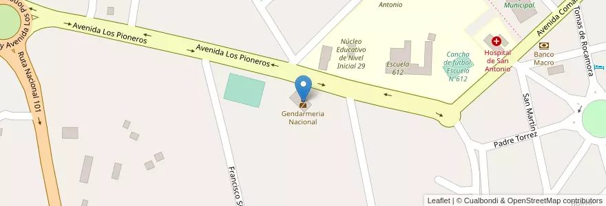 Mapa de ubicacion de Gendarmeria Nacional en アルゼンチン, ミシオネス州, Departamento General Manuel Belgrano, Municipio De San Antonio.