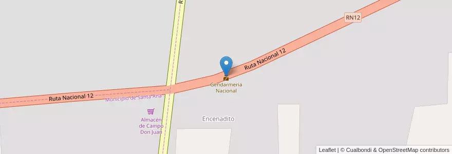 Mapa de ubicacion de Gendarmería Nacional en アルゼンチン, コリエンテス州, Departamento San Cosme.