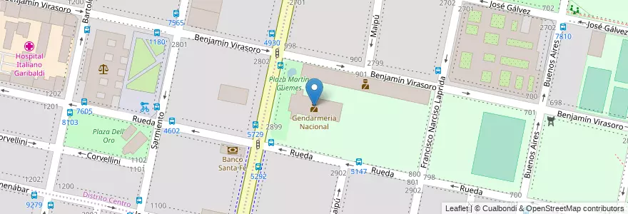 Mapa de ubicacion de Gendarmeria Nacional en Arjantin, Santa Fe, Departamento Rosario, Municipio De Rosario, Rosario.