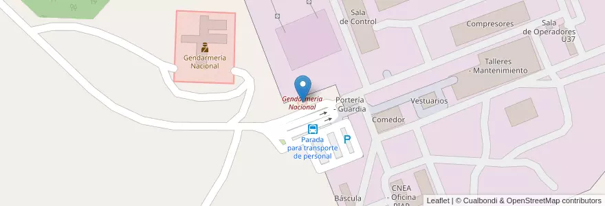 Mapa de ubicacion de Gendarmería Nacional en آرژانتین, شیلی, استان نئوکن, Departamento Confluencia, Municipio De Senillosa.