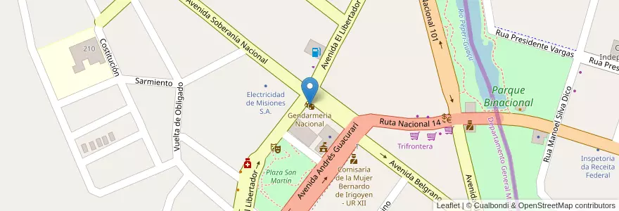 Mapa de ubicacion de Gendarmeria Nacional en Argentinië, Misiones, Departamento General Manuel Belgrano, Municipio De Bernardo De Irigoyen.