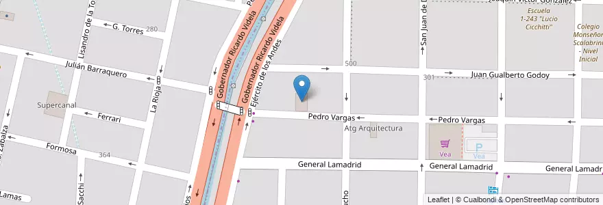 Mapa de ubicacion de Gendarmería Nacional - Agrupacion XI en Arjantin, Şili, Mendoza, Distrito Dorrego.