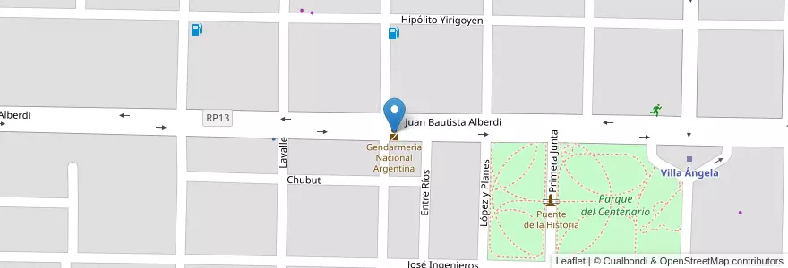 Mapa de ubicacion de Gendarmería Nacional Argentina en 阿根廷, Chaco, Departamento Mayor Luis Jorge Fontana, Municipio De Villa Ángela, Villa Ángela.