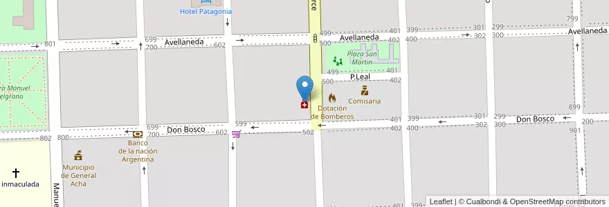 Mapa de ubicacion de General Acha en アルゼンチン, ラ・パンパ州, Municipio De General Acha, Departamento Utracán, General Acha.