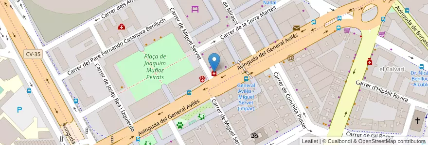 Mapa de ubicacion de General Aviles en Spanje, Valencia, Valencia, Comarca De València, Valencia.