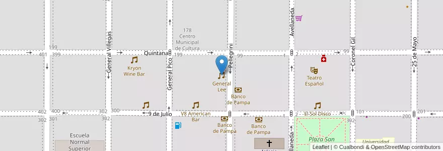 Mapa de ubicacion de General Lee en الأرجنتين, La Pampa, Municipio De Santa Rosa, Departamento Capital, Santa Rosa.