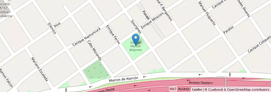 Mapa de ubicacion de General Manuel Belgrano en アルゼンチン, ブエノスアイレス州, Partido De Morón.