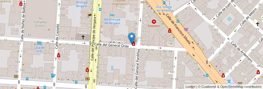 Mapa de ubicacion de GENERAL ORAA, CALLE, DEL,59 en スペイン, マドリード州, Comunidad De Madrid, Área Metropolitana De Madrid Y Corredor Del Henares, Madrid.