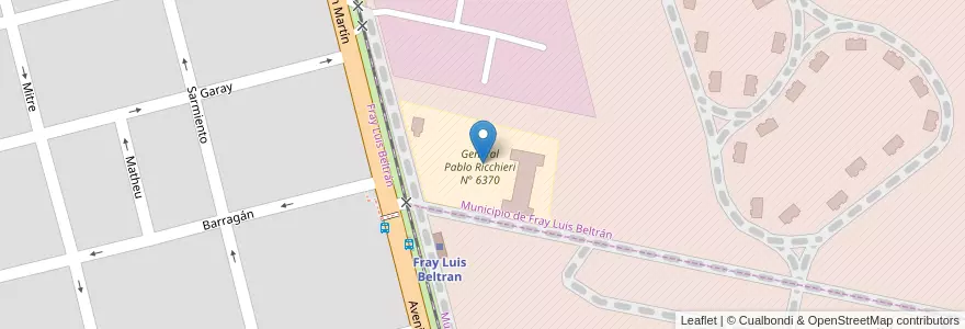 Mapa de ubicacion de General Pablo Ricchieri N° 6370 en Arjantin, Santa Fe, Departamento San Lorenzo, Municipio De Fray Luis Beltrán, Fray Luis Beltrán.