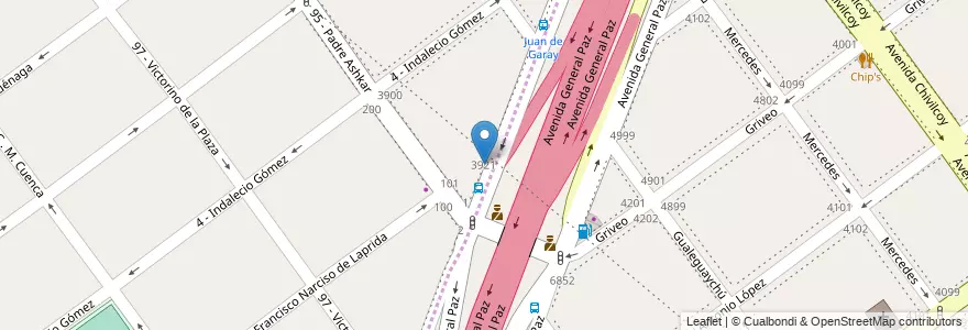 Mapa de ubicacion de General Paz Hotel en Argentina, Buenos Aires, Partido De General San Martín.