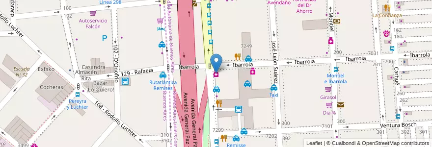 Mapa de ubicacion de General Paz, Liniers en Argentina, Ciudad Autónoma De Buenos Aires, Buenos Aires, Partido De Tres De Febrero.