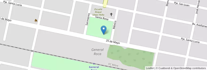 Mapa de ubicacion de General Roca en Argentinien, Provinz Córdoba, Departamento Marcos Juárez, Pedanía Espinillos, Municipio De General Roca.