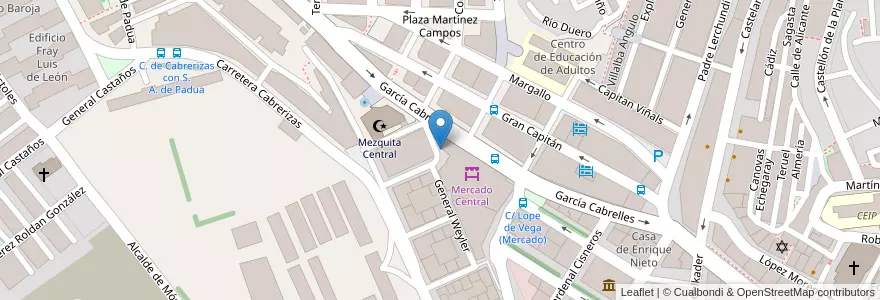 Mapa de ubicacion de General Weyler (Mercado Central) en Spanje, Melilla, Melilla.