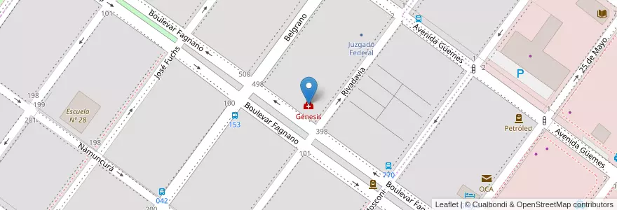 Mapa de ubicacion de Génesis en アルゼンチン, サンタクルス州, チリ, Mercado De La Ciudad, Deseado, Caleta Olivia.