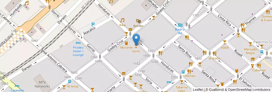 Mapa de ubicacion de Genk, Palermo en Argentinië, Ciudad Autónoma De Buenos Aires, Buenos Aires.