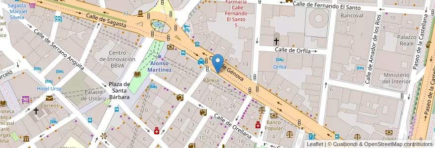 Mapa de ubicacion de GENOVA, CALLE, DE,10 en España, Comunidad De Madrid, Comunidad De Madrid, Área Metropolitana De Madrid Y Corredor Del Henares, Madrid.
