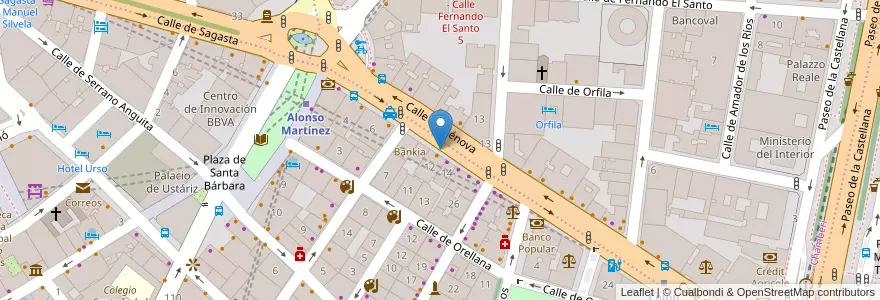 Mapa de ubicacion de GENOVA, CALLE, DE,12 en 西班牙, Comunidad De Madrid, Comunidad De Madrid, Área Metropolitana De Madrid Y Corredor Del Henares, Madrid.