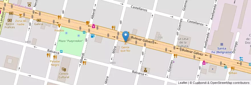 Mapa de ubicacion de Gente que No en Arjantin, Santa Fe, Departamento La Capital, Santa Fe Capital, Santa Fe.