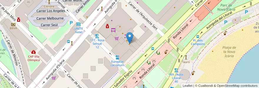 Mapa de ubicacion de George‘s Bar y Cafetéria en 스페인, Catalunya, Barcelona, Barcelonès, 바르셀로나.