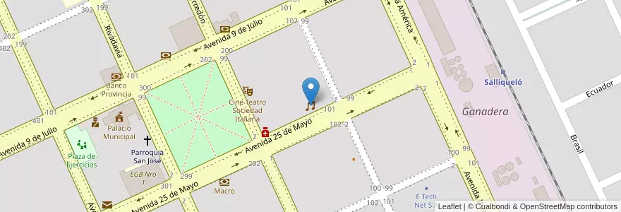 Mapa de ubicacion de Geo's Dance en Arjantin, Buenos Aires, Partido De Salliqueló.