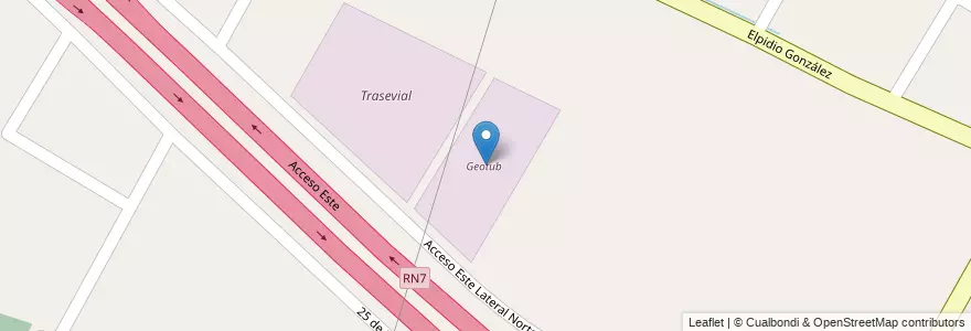 Mapa de ubicacion de Geotub en アルゼンチン, チリ, メンドーサ州, Departamento Guaymallén, Distrito Rodeo De La Cruz.