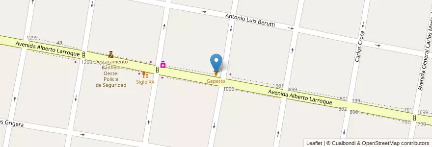 Mapa de ubicacion de Gepetto en Arjantin, Buenos Aires, Partido De Lomas De Zamora, Banfield.