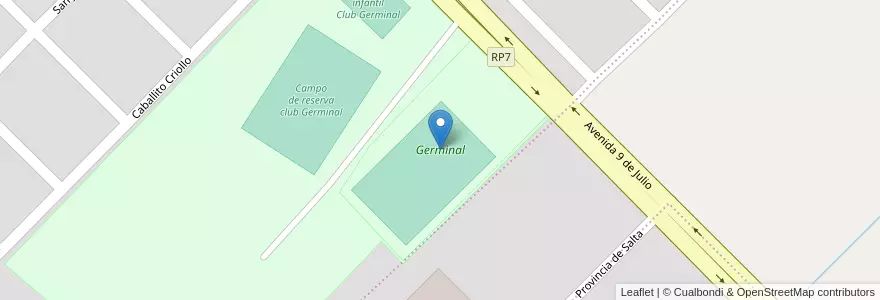 Mapa de ubicacion de Germinal en Arjantin, Chubut, Departamento Rawson, Rawson.