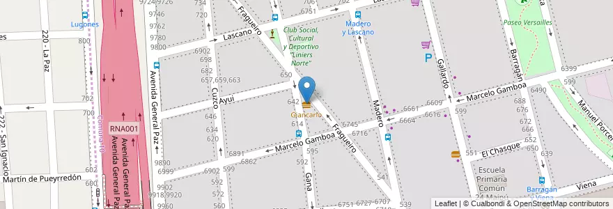 Mapa de ubicacion de Giancarlo, Versalles en アルゼンチン, Ciudad Autónoma De Buenos Aires, ブエノスアイレス, Comuna 10, Partido De Tres De Febrero.