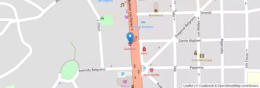 Mapa de ubicacion de Giardino en Argentina, Córdoba, Departamento Punilla, Pedanía San Antonio, Municipio De Villa Giardino, Villa Giardino.