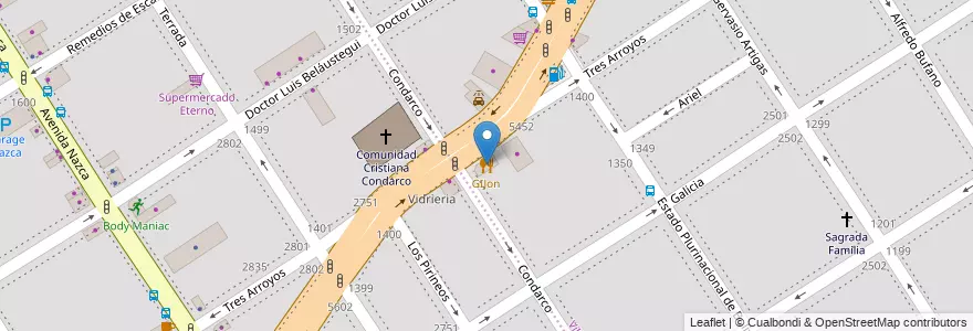 Mapa de ubicacion de GIJon, Villa General Mitre en آرژانتین, Ciudad Autónoma De Buenos Aires, Buenos Aires.