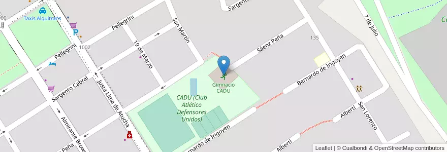 Mapa de ubicacion de Gimnacio CADU en 阿根廷, 布宜诺斯艾利斯省, Partido De Zárate.