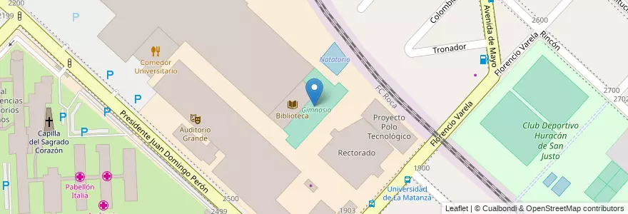 Mapa de ubicacion de Gimnasio en Argentinien, Provinz Buenos Aires, Partido De La Matanza, San Justo.