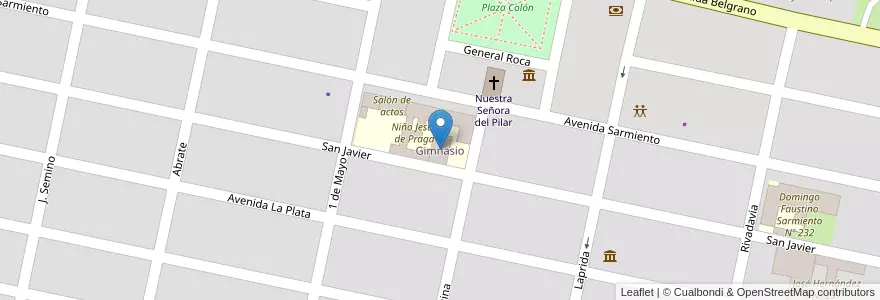 Mapa de ubicacion de Gimnasio en Аргентина, Санта-Фе, Departamento San Lorenzo, Municipio De Carcarañá, Carcarañá.