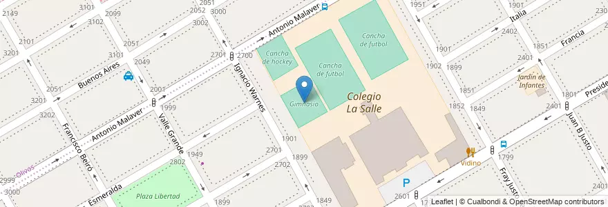 Mapa de ubicacion de Gimnasio en Arjantin, Buenos Aires, Partido De Vicente López, Vicente López.